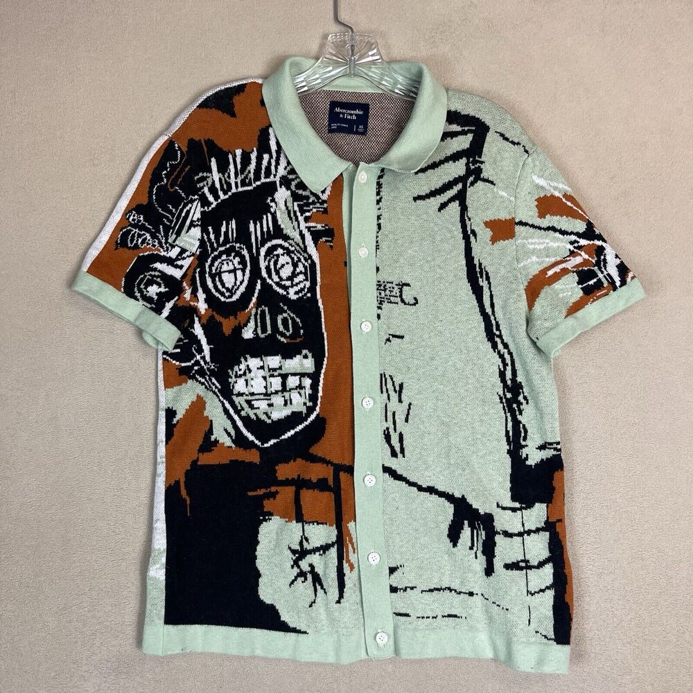 Jean Michel Basquiat x Abercrombie & Fitch Sweater Mens XS Green Black History